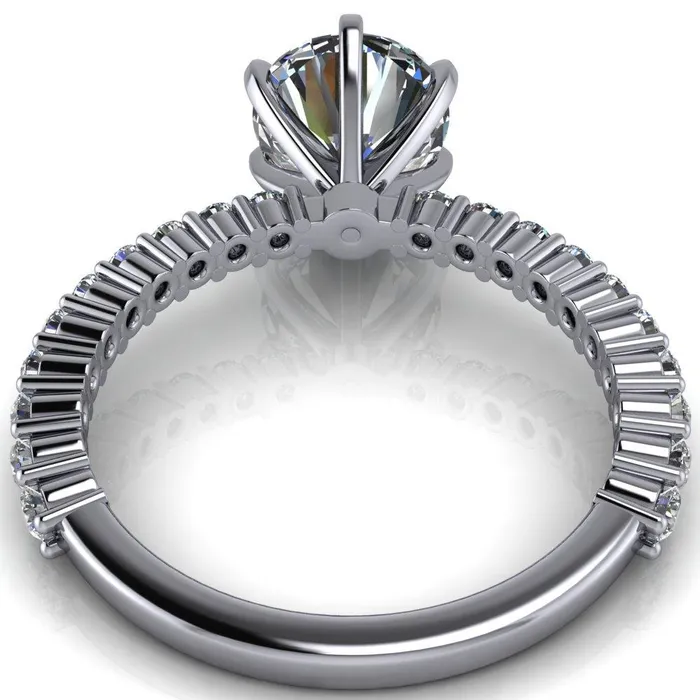 Rings Fire Brilliance Melina Round Center Stone 6 Prong Shared Prong Shank Engagement Ring