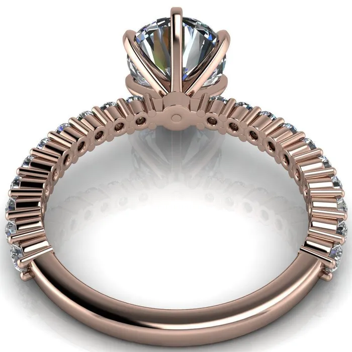 Rings Fire Brilliance Melina Round Center Stone 6 Prong Shared Prong Shank Engagement Ring