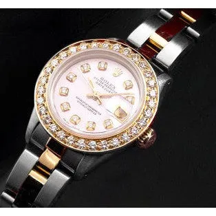 HarryChadEntcom Bracelets Rolex Datejust 26 mm Pink Mother Of Pearl Diamond Dial Two Tone Oyster Bracelet Watch