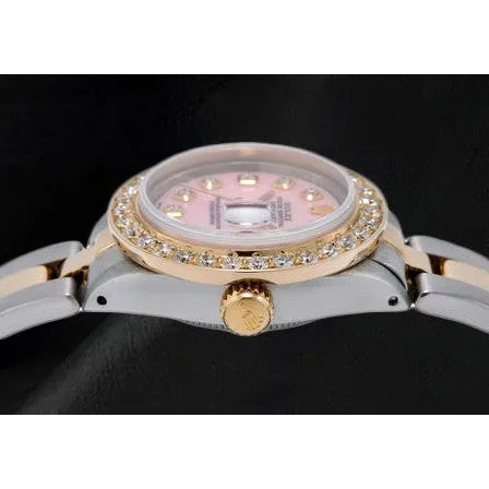 HarryChadEntcom Bracelets Rolex Datejust 26 mm Pink Mother Of Pearl Diamond Dial Two Tone Oyster Bracelet Watch