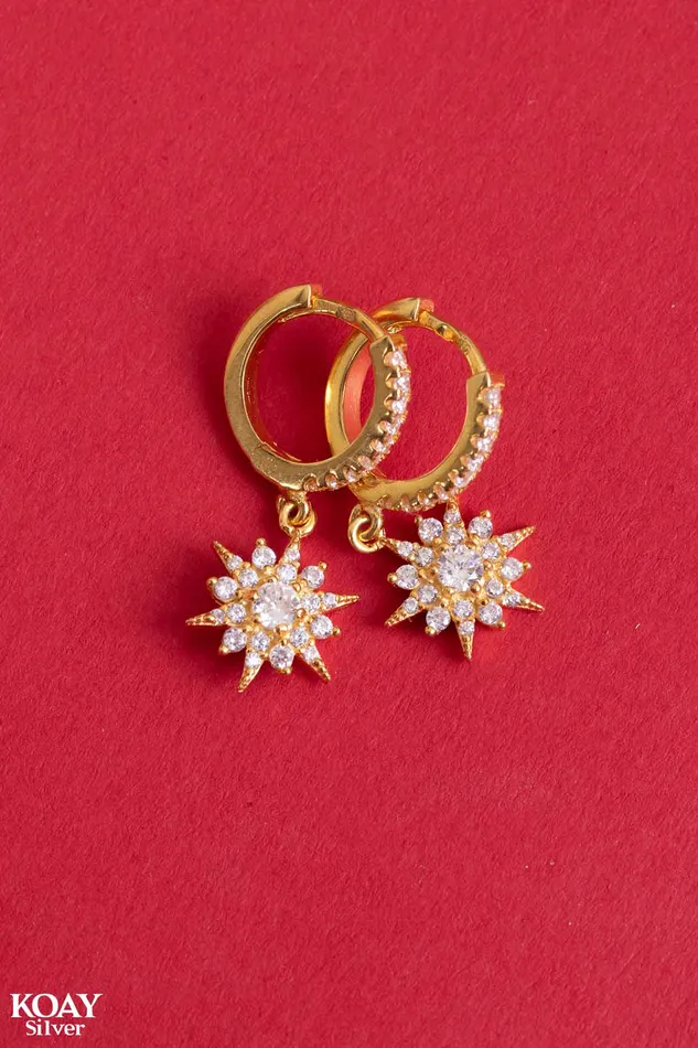 Earrings KOAY Silver Store Zircon Northstar Hoop 04 GP
