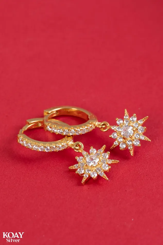 Earrings KOAY Silver Store Zircon Northstar Hoop 04 GP