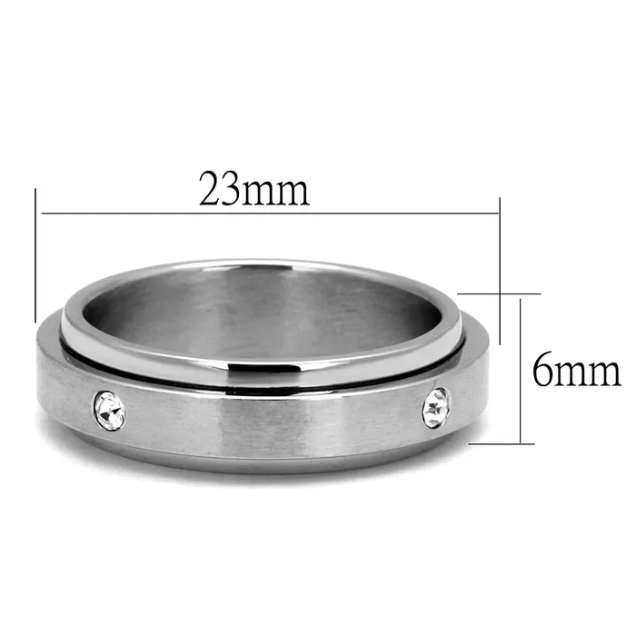 Alamode TK2933 High polished no plating Stainless Steel Ring with AAA Grade CZ in Clear Rings