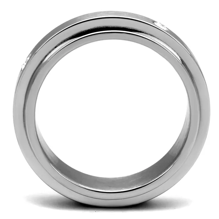 Alamode TK2933 High polished no plating Stainless Steel Ring with AAA Grade CZ in Clear Rings