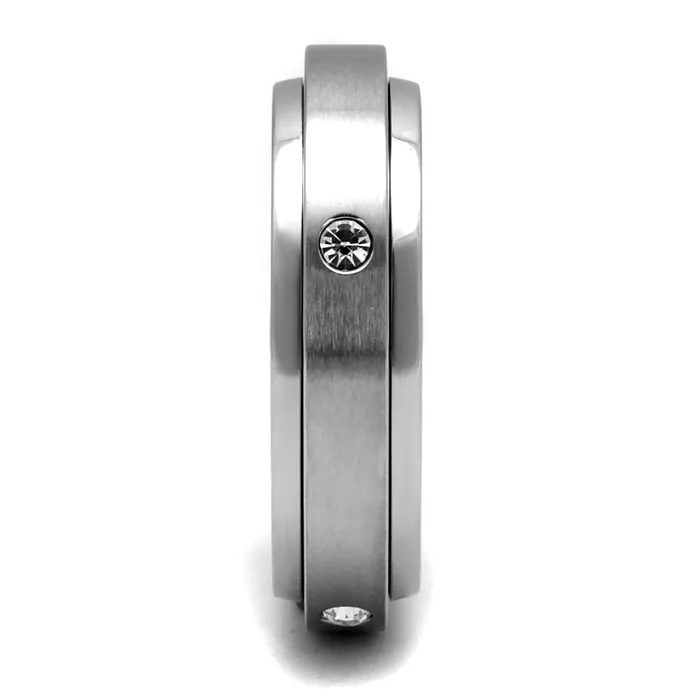 Alamode TK2933 High polished no plating Stainless Steel Ring with AAA Grade CZ in Clear Rings