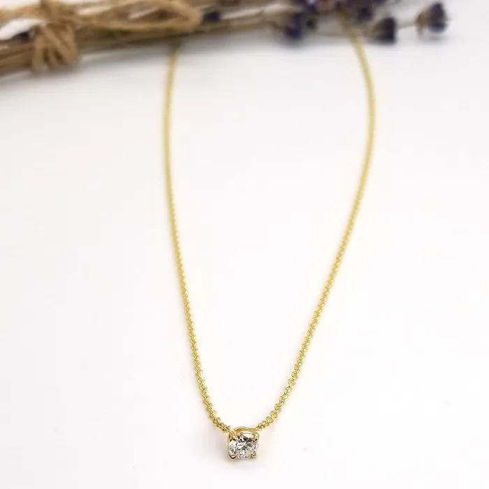 deBebians Necklaces Floating Diamond Solitaire Pendant Necklace