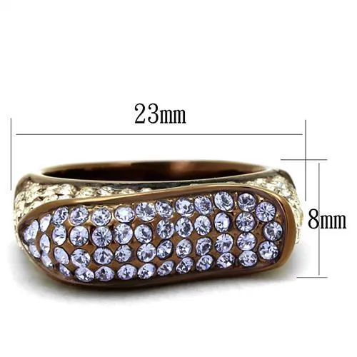 Rings Alamode TK2754 IP Coffee light Stainless Steel Ring with Top Grade Crystal in Multi Color