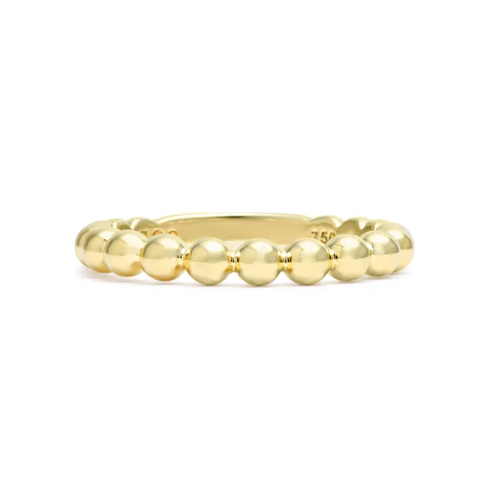 Caviar Gold 18K Gold Beaded Stacking Ring Lagos PreStyled Sets Caviar Gold 18K Gold Beaded Stacking Ring Lagos PreStyled Sets